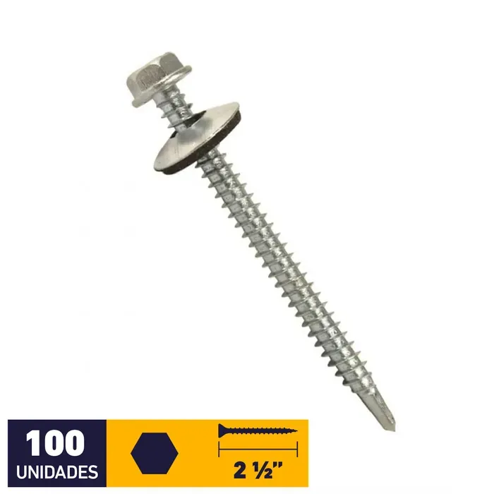 TORNILLO 12X 2 1/2" HEXAGONAL PUNTA BROCA 100 UNIDADES