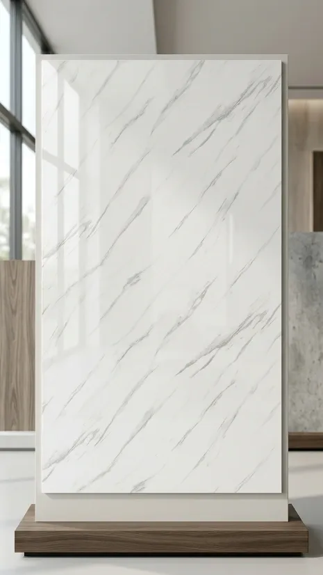 Lámina de PVC Mármol 1556 BLANCO VENATO– Revestimiento Decorativo de Alto Brillo 1.22x2.44 mts